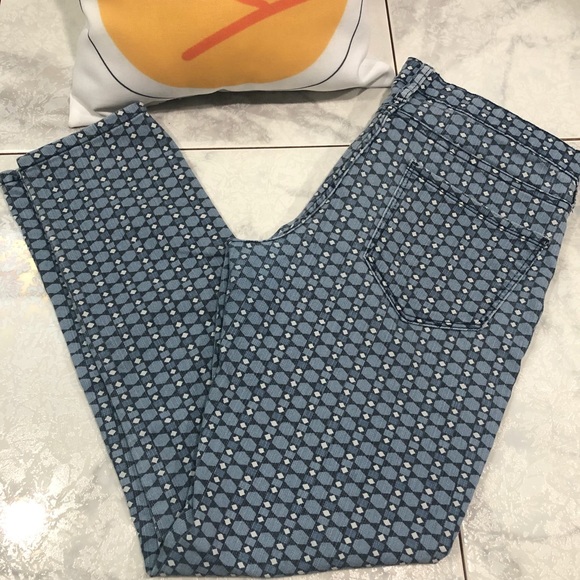 JOE FRESH Denim Jeans Geo Print Blue White Size 4 - Picture 2 of 7